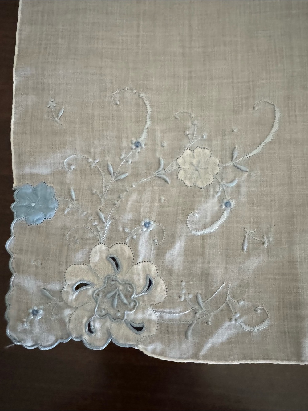 Vintage Set of 3 Blue Handkerchiefs - Gorgeous Set! - Picture 4 of 7